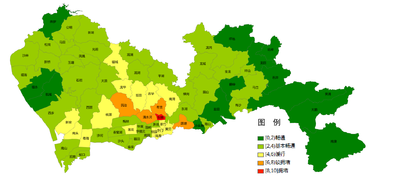 特闻受降雨和通勤影响,预计早高峰时段全市拥堵街道分布在福田区梅林