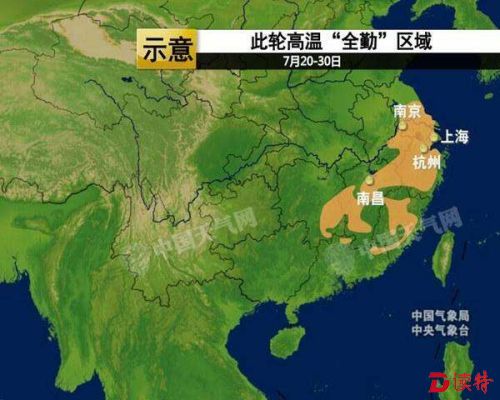 京、上海、杭州、南昌等地高温持续一旬。