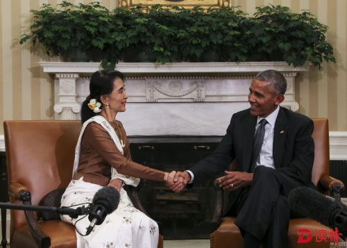美国总统奥巴马会见缅甸国务资政昂山素季