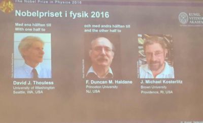 美国三位科学家获2016诺贝尔物理学奖