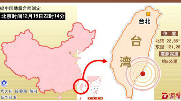 台湾台东县海域发生5.1级地震