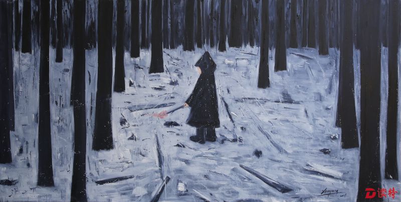 《一个人的森林》，布上油画，240x120cm ，薛扬，2016年