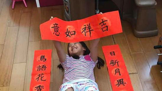 刘涛一双儿女写春联 姐弟俩才貌双全获盛赞