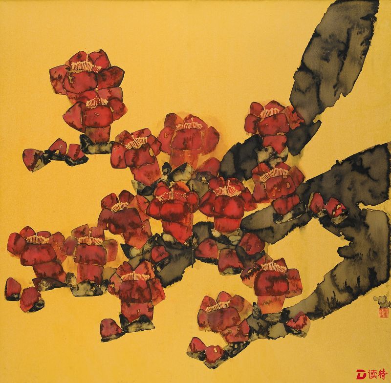 林蓝《春天》200x200cm纸本设色2008年