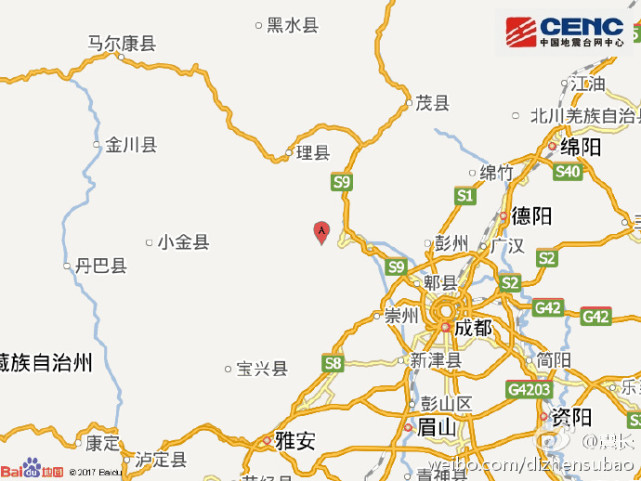 汶川凌晨发生4.0级地震 成都震感强烈