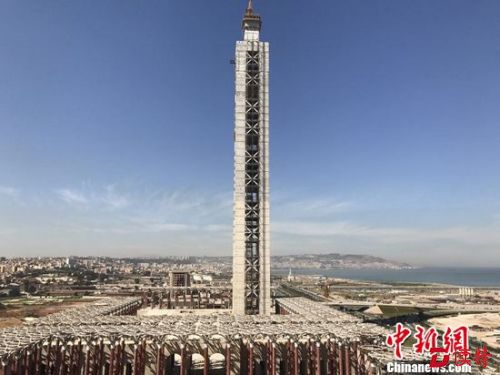 “中国制造”非洲第一高楼 阿尔及利亚大清真寺宣礼塔250米主体结构封顶