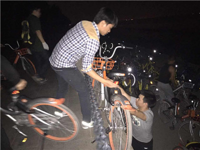 他们连夜清理滞留深圳湾的单车