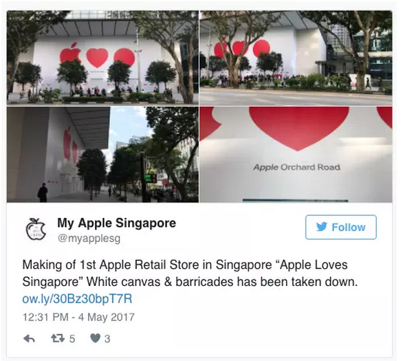 苹果东南亚第一家零售店本月末开业 地点在新加坡