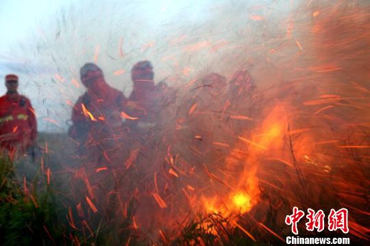 蒙古国过境大火现场。武警呼伦贝尔森林支队供图