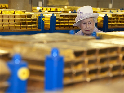英国伦敦首次曝光黄金藏量 竟有59.6万根金条