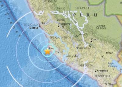 秘鲁沿岸近海发生7.2级地震，震源深度20千米