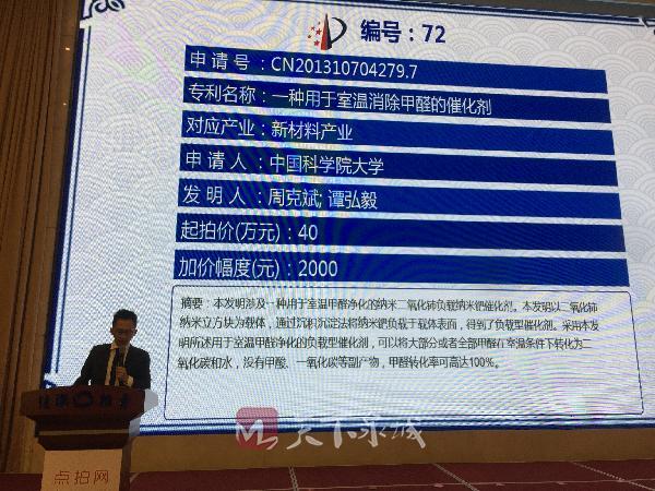 中科院试水专利拍卖 3小时成交额500万元