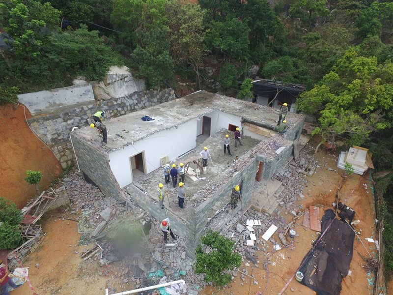 羊台山毁林建房的人找到了 违法建筑已被拆除完毕