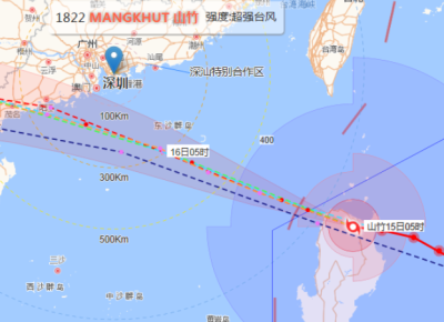 深圳市台风白色预警升级为蓝色，明后天将有12-14级阵风