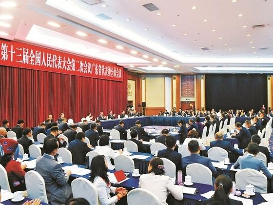 广东代表团举行全体会议 李希等代表发言  