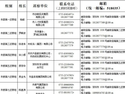 六届深圳市委第十轮巡察完成进驻 各巡察组联系方式公布