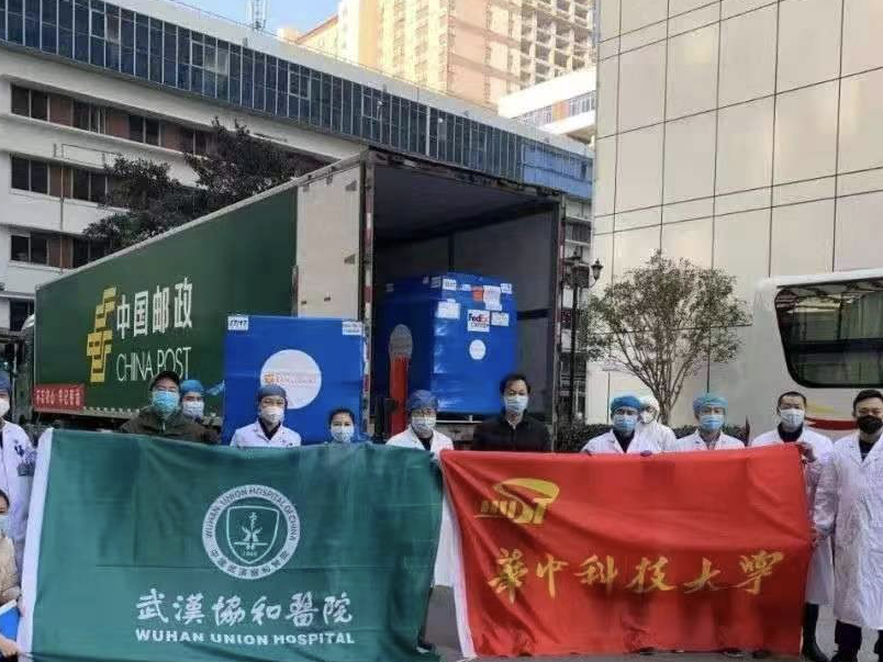 联邦快递运送的救援物资送达武汉协和医院