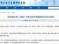 四川确诊第2例输入性新型冠状病毒感染的肺炎病例