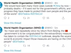 世界卫生组织总干事谭德塞：对中国充满信心