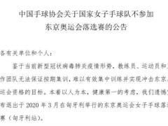 中国手球协会公告退出落选赛原因：因疫情无法按期集训