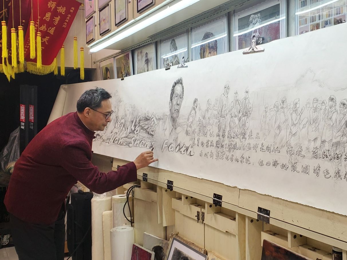 南山画家用三天时间制作11米长卷向钟南山院士致敬