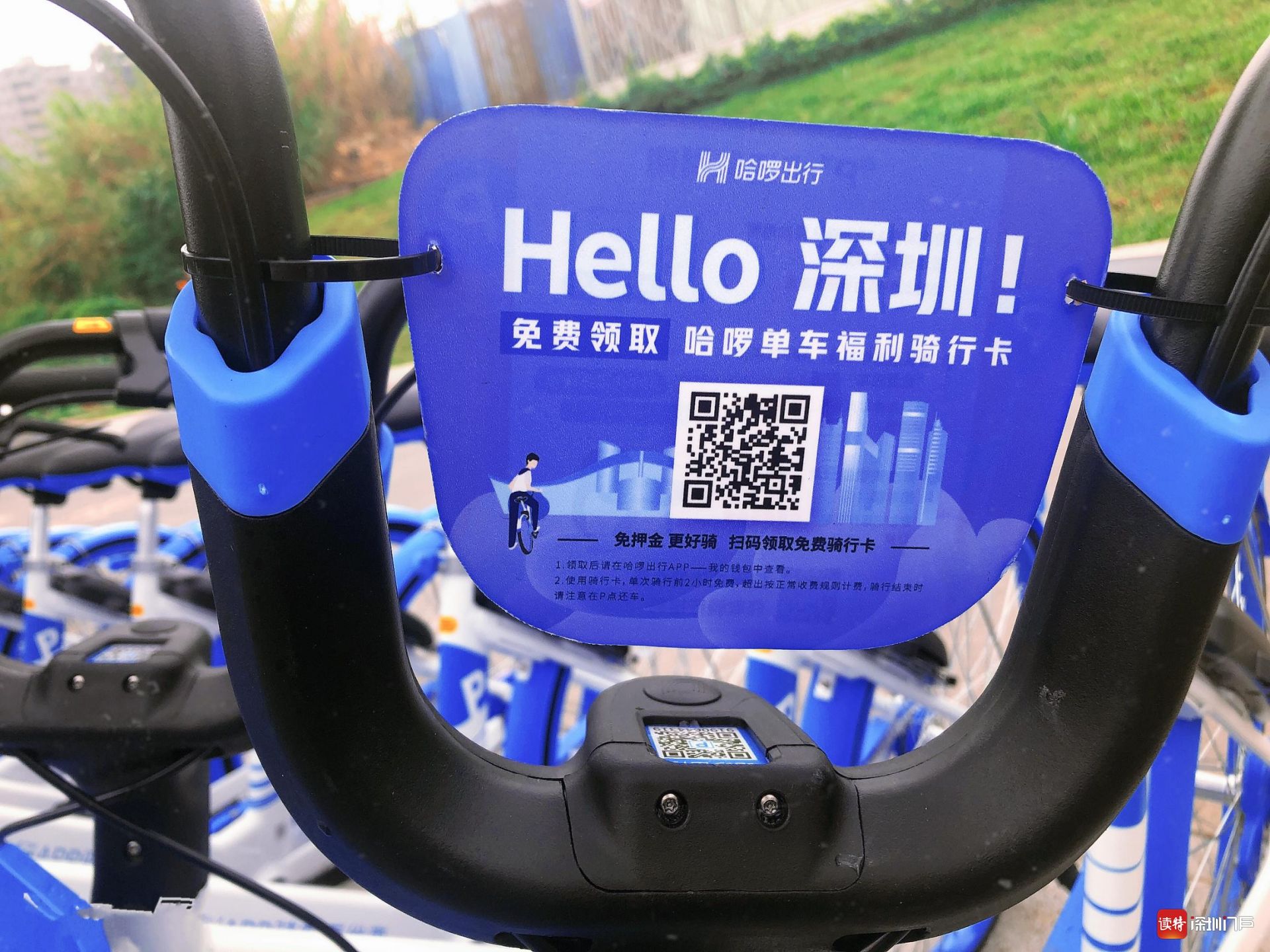 4月3日至4月16日期间,深圳市民可通过扫码哈啰单车上u型板的二维码或