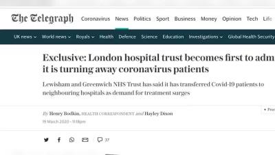 伦敦一医院不堪重负：重症者须经挑选入住