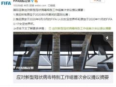 国际足联：建议推迟所有原定于2020年6月间国际比赛