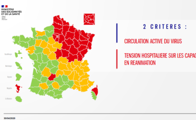 法国首次公布全国疫情地图：34.6%省份处于疫情红色状态