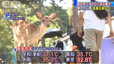 日本多地迎来酷暑 局部地区气温逼近40℃