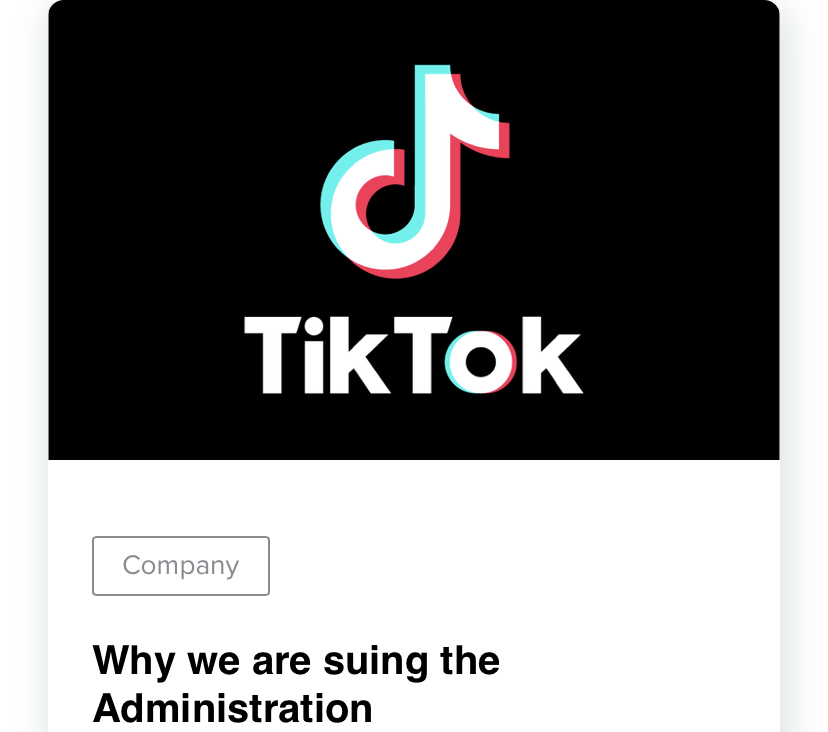 TikTok起诉特朗普政府：四项违宪、三项越权  