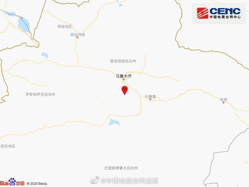 新疆吐鲁番市托克逊县发生4.8级地震，震源深度20千米