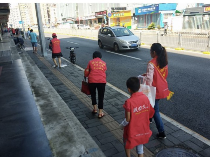 大发埔社区党员带动大小志愿者，走上街头倡导垃圾分类