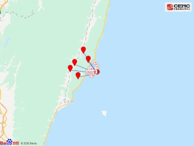 台湾台东县海域发生4.3级地震，距台湾岛约9公里