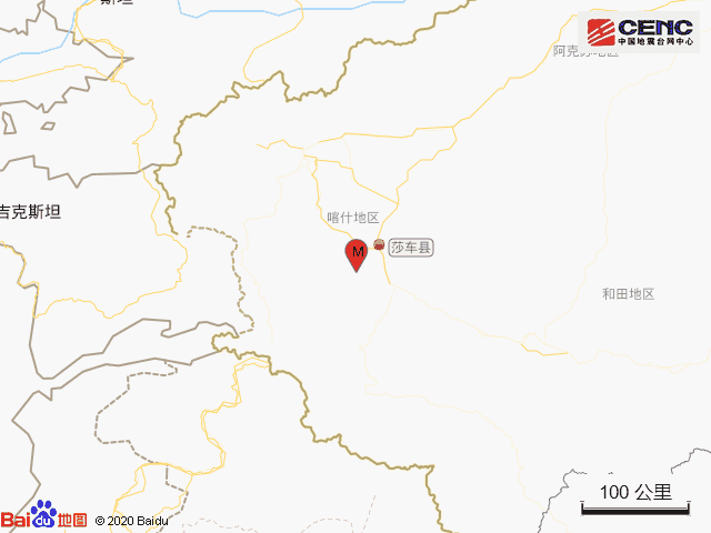 新疆喀什地区莎车县发生4.0级地震 震源深度12千米