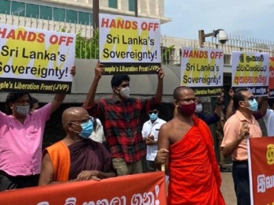 斯里兰卡民众在美使馆附近抗议蓬佩奥到访，警告勿干预斯主权 