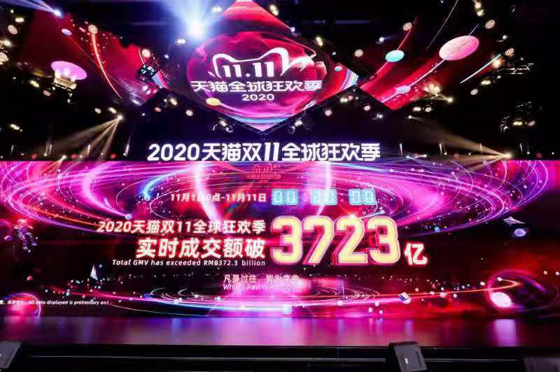 刚刚，天猫双11期间实时成交额突破3723亿！