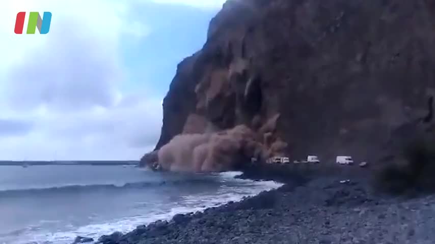 排山倒海！西班牙戈梅拉岛发生山体滑坡