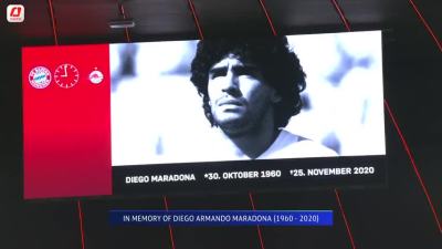 球王马拉多纳去世 欧冠赛场多场比赛举行默哀