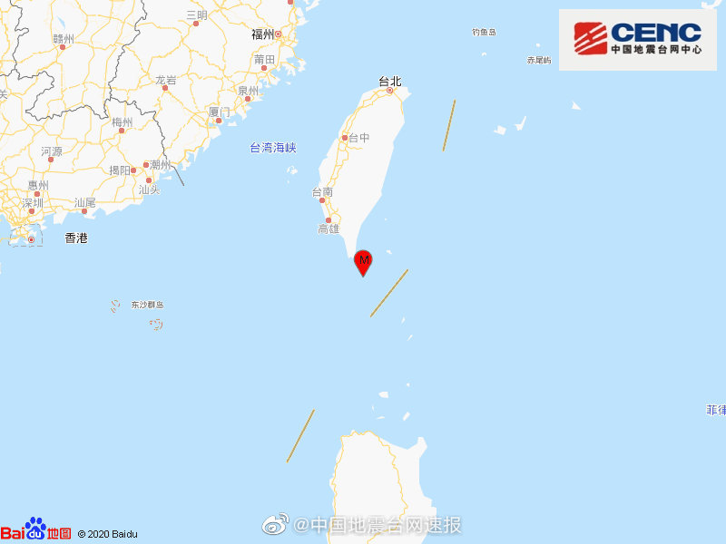 台湾屏东县海域发生4.2级地震，震源深度34千米