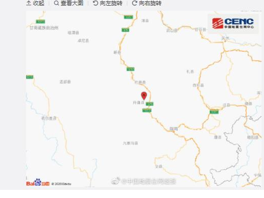 甘肃陇南市宕昌县附近发生3.9级左右地震 