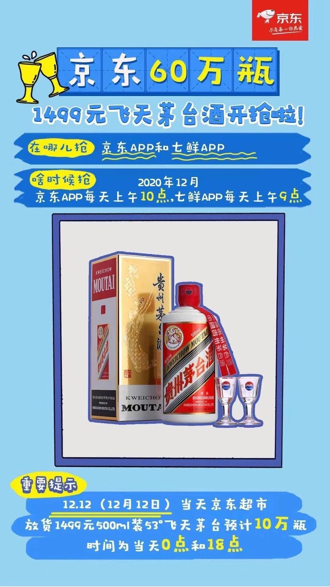 京东放量60万瓶平价茅台来了，每天两个时间段可抢