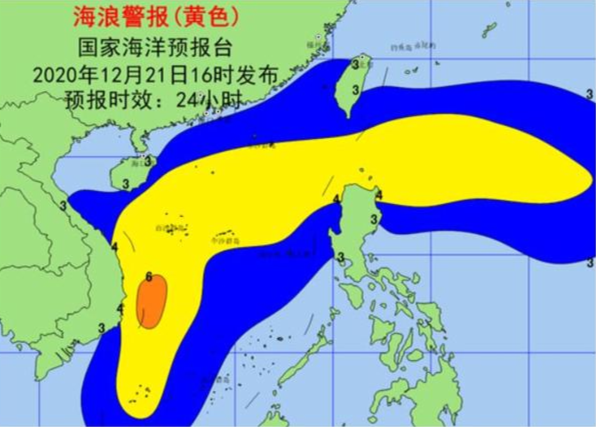 “冷空气+热带低压”共同来袭！南海、巴士海峡将出现4到6米的巨浪到狂浪区 