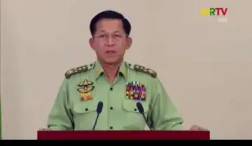 缅甸国防军总司令敏昂莱接管国家权力后首次发表电视讲话
