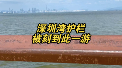 深圳湾公园百米护栏被刻“到此一游”