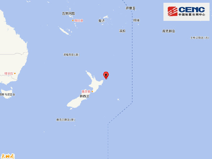 新西兰北岛海域发生7.3级地震，震源深度10千米