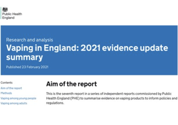 英国公共卫生部2021报告：电子烟戒烟效果受认可！