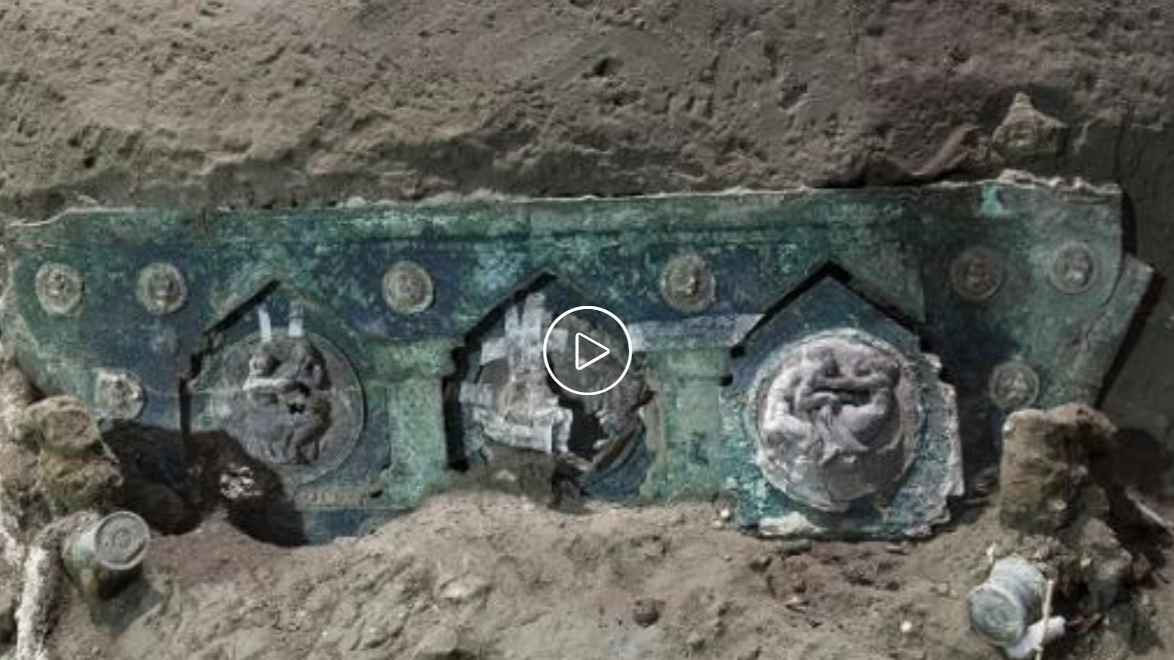 庞贝古城出土古罗马四轮马车，系意大利首次发现