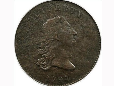 美国一美元硬币原型拍出84万美元：1794年铸造的铜币