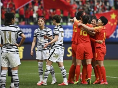 中国女足世界排名第14位，较上期排名上升一位